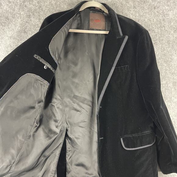 Tre Vero Loro Piana Velvet Blazer Sport Coat Jacket Mens XL 42R Black Peak Lapel - Picture 4 of 16